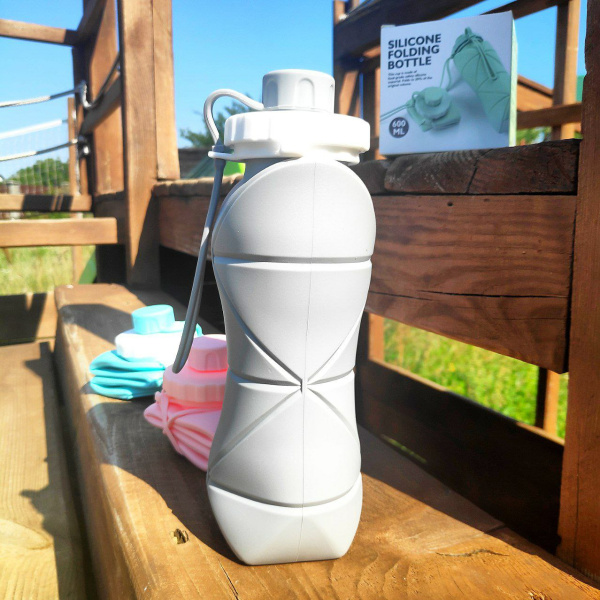 Бутылка складная силиконовая спортивная Silicon Folding Bottle, 600 ml